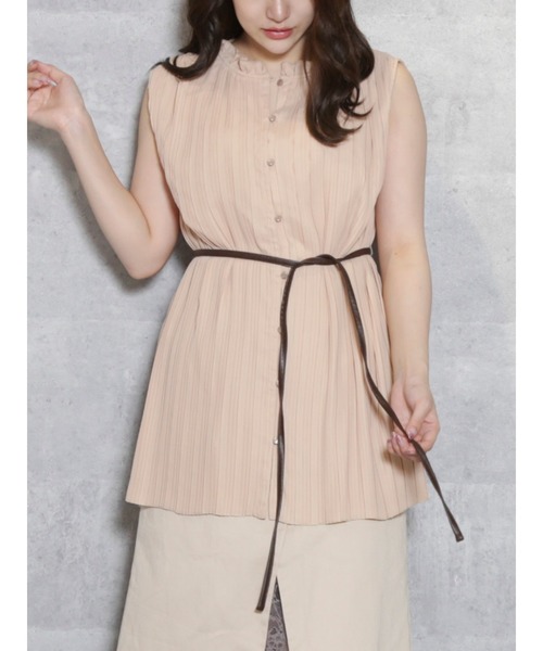 dazzlin（ダズリン）の「スタンドフリルカラーブラウス（シャツ/ブラウス・レディース・オフホワイト/ブラック/ピンク・FREE）」の3枚目の写真