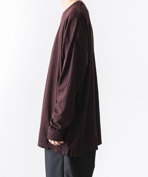 KAZUYUKI KUMAGAI ATTACHMENT（カズユキクマガイアタッチメント）の「30/1無撚糸×30/1MVSリバー天竺 クルーネックL/S（Tシャツ/カットソー・メンズ・ブラウン/ホワイト/ボルドー/ライトピンク/ライトパープル/オフホワイト/ブラック・2/3/1）」の10枚目の写真