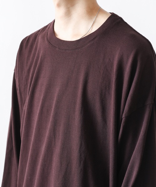 KAZUYUKI KUMAGAI ATTACHMENT（カズユキクマガイアタッチメント）の「30/1無撚糸×30/1MVSリバー天竺 クルーネックL/S（Tシャツ/カットソー・メンズ・ブラウン/ホワイト/ボルドー/ライトピンク/ライトパープル/オフホワイト/ブラック・2/3/1）」の13枚目の写真