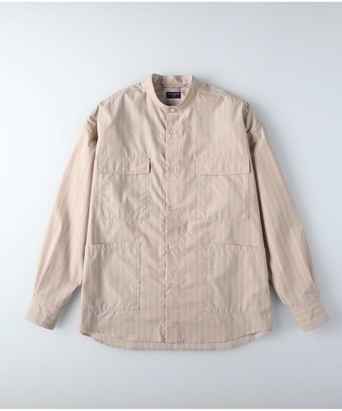 BACK NUMBER（バックナンバー）の「【BACK NUMBER】ビッグシルエットバンドカラーシャツ（シャツ/ブラウス・メンズ・ホワイト×カーキブラウン/ブルー・XL/M/L）」の9枚目の写真