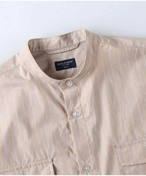 BACK NUMBER（バックナンバー）の「【BACK NUMBER】ビッグシルエットバンドカラーシャツ（シャツ/ブラウス・メンズ・ホワイト×カーキブラウン/ブルー・XL/M/L）」の5枚目の写真