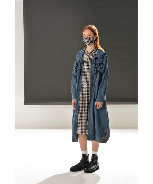 H.A.K ライトオンスデニムフリルワンピース 7分袖 スーパーハッカ  