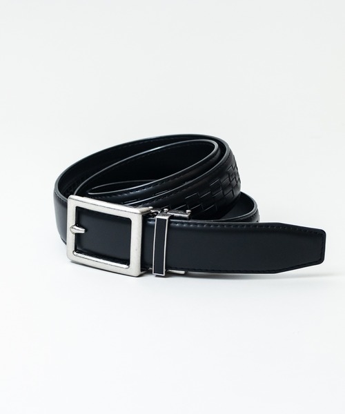 ADPOSION(アドポーション)の「ワンタッチスライド牛革編み込みベルト(ベルト・メンズ・ブラック/ブラウン/ベージュ・FREE)」の2枚目の写真