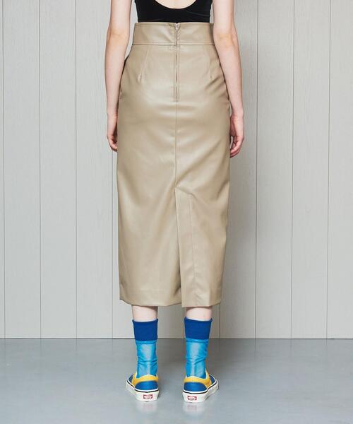 H BEAUTY&YOUTH エイチ ビューティーアンドユース 日本製 FAKE LEATHER TIGHT SKIRT フェイクレザータイトスカート 1624-299-3574 S ブラック ボトムス【中古】【H BEAUTY&YOUTH】 H BEAUTY&YOUTH (エイチ ビューティーアンドユース) FAKE LEATHER