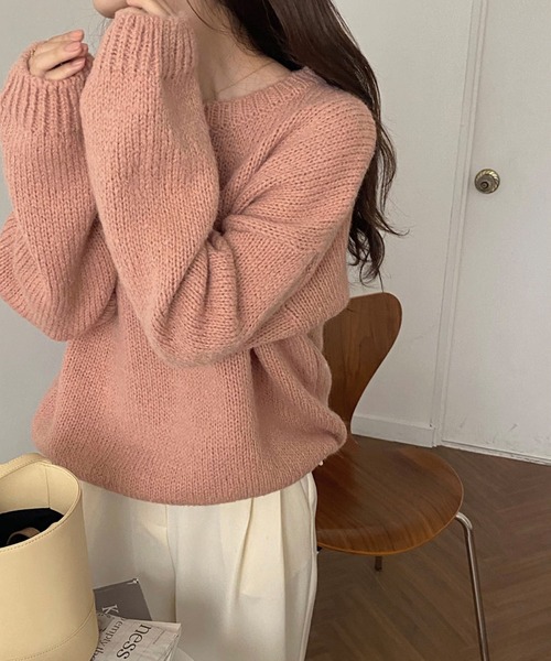 Girly Doll(ガーリードール)の「ニュアンスカラーゆったりニット(ニット/セーター・レディース・ベージュ/ピンク/ブルー/グリーン・FREE)」の8枚目の写真