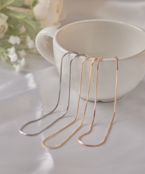 sowang（ソワン）の「１mmシンプルスネークチェーンネックレス/simple snake necklace（ネックレス・レディース・シルバー/ゴールド/ピンク・FREE）」の8枚目の写真