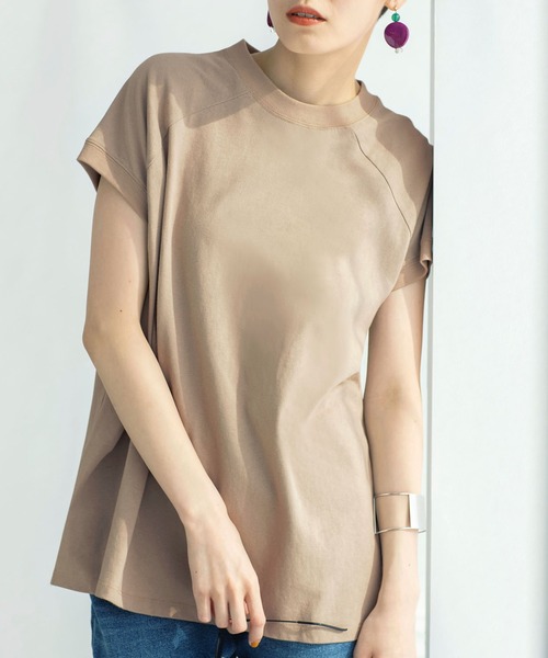 GeeRA（ジーラ）の「綿100％プチハイネックラグランＴシャツ（Tシャツ/カットソー・レディース・オフホワイト/ベージュ/ブラック/モカ・X-LARGE/MEDIUM/LARGE/XX-LARGE/SMALL）」の4枚目の写真