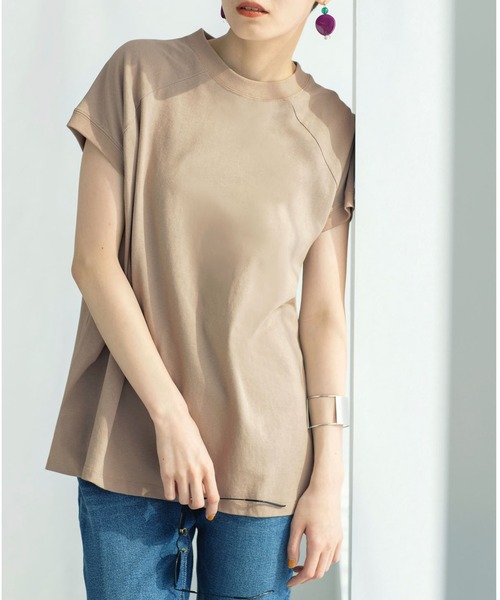 GeeRA（ジーラ）の「綿100％プチハイネックラグランＴシャツ（Tシャツ/カットソー・レディース・オフホワイト/ベージュ/ブラック/モカ・X-LARGE/MEDIUM/LARGE/XX-LARGE/SMALL）」の14枚目の写真