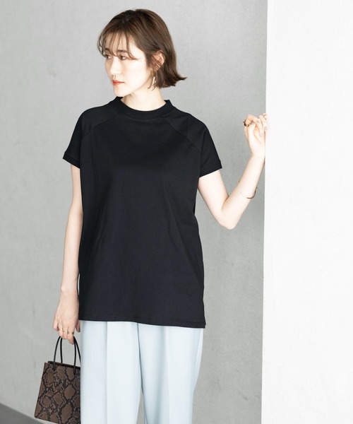 GeeRA（ジーラ）の「綿100％プチハイネックラグランＴシャツ（Tシャツ/カットソー・レディース・オフホワイト/ベージュ/ブラック/モカ・X-LARGE/MEDIUM/LARGE/XX-LARGE/SMALL）」の16枚目の写真