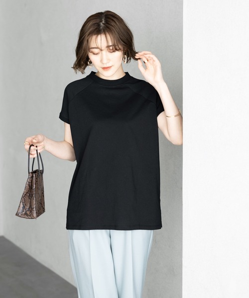 GeeRA（ジーラ）の「綿100％プチハイネックラグランＴシャツ（Tシャツ/カットソー・レディース・オフホワイト/ベージュ/ブラック/モカ・X-LARGE/MEDIUM/LARGE/XX-LARGE/SMALL）」の15枚目の写真