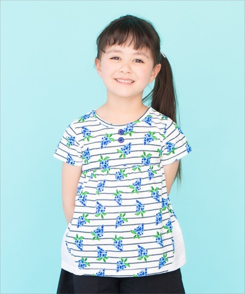 RAGMART（ラグマート）の「総柄チュニックTシャツ グレープ ドット 花柄（Tシャツ/カットソー・キッズ・ブラック×ホワイト/ドット/ピンク系その他・110cm/120cm/130cm/100cm）」の2枚目の写真