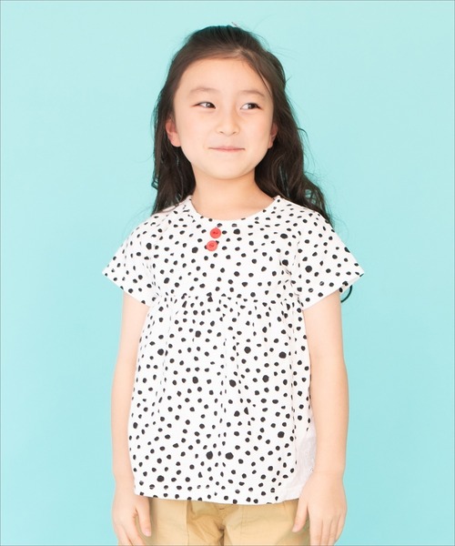 RAGMART（ラグマート）の「総柄チュニックTシャツ グレープ ドット 花柄（Tシャツ/カットソー・キッズ・ブラック×ホワイト/ドット/ピンク系その他・110cm/120cm/130cm/100cm）」の3枚目の写真