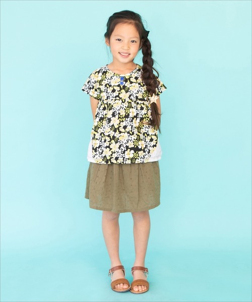 RAGMART（ラグマート）の「総柄チュニックTシャツ グレープ ドット 花柄（Tシャツ/カットソー・キッズ・ブラック×ホワイト/ドット/ピンク系その他・110cm/120cm/130cm/100cm）」の4枚目の写真