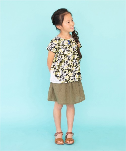 RAGMART（ラグマート）の「総柄チュニックTシャツ グレープ ドット 花柄（Tシャツ/カットソー・キッズ・ブラック×ホワイト/ドット/ピンク系その他・110cm/120cm/130cm/100cm）」の9枚目の写真