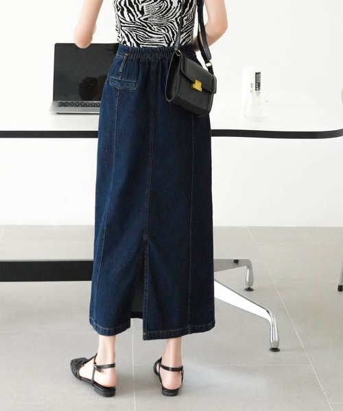 Mayree（メイリー）の「【Mayree】ヘビーツイル＆デニムロングタイトスカート 2021SS（デニムスカート・レディース・ブラック/ブルー/サンドベージュ/インディゴブルー/アイボリー・FREE）」の13枚目の写真