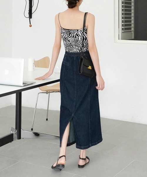 Mayree（メイリー）の「【Mayree】ヘビーツイル＆デニムロングタイトスカート 2021SS（デニムスカート・レディース・ブラック/ブルー/サンドベージュ/インディゴブルー/アイボリー・FREE）」の15枚目の写真