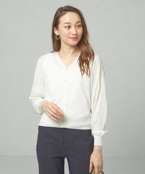 closet story（クローゼットストーリー）の「＜closet story＞□スケカン イージーVネック カーディガン -手洗い可能-（カーディガン/ボレロ・レディース・ホワイト/ブラック/ベージュ・FREE）」の2枚目の写真