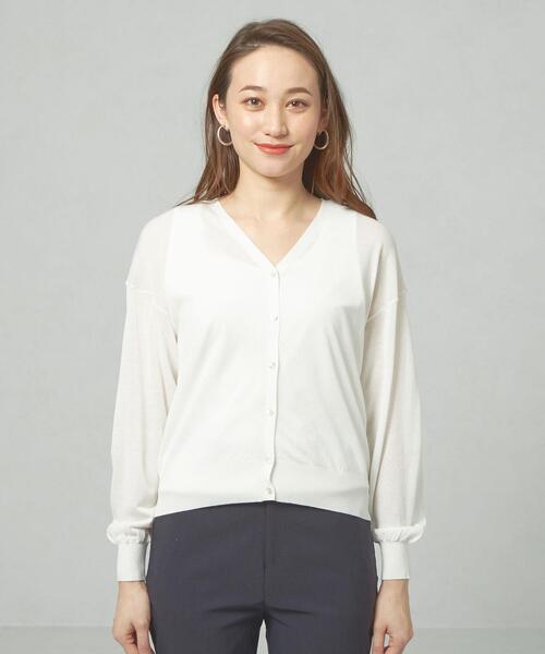 closet story（クローゼットストーリー）の「＜closet story＞□スケカン イージーVネック カーディガン -手洗い可能-（カーディガン/ボレロ・レディース・ホワイト/ブラック/ベージュ・FREE）」の4枚目の写真