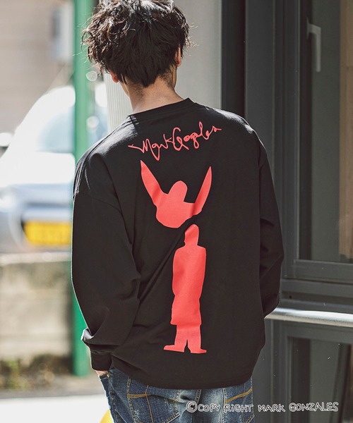 Mark Gonzales（マーク・ゴンザレス）の「Mark Gonzales(マーク ゴンザレス)エンジェルプリントロングスリーブカットソー×2type（Tシャツ/カットソー・メンズ・ホワイト系2/ブラック系1/ブラック系2/ホワイト系1・XL/L/M）」の4枚目の写真