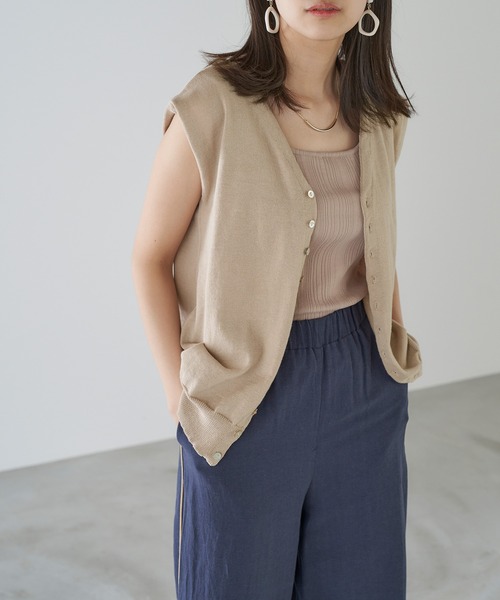 Chaco closet(チャコ クローゼット)の「3wayフレンチスリーブサマーニット ニットベスト カーディガン(カーディガン/ボレロ・レディース・ブラック/ベージュ/パープル/ブラウン/オフホワイト/オレンジ/ブルー/グリーン系その他・FREE)」の4枚目の写真