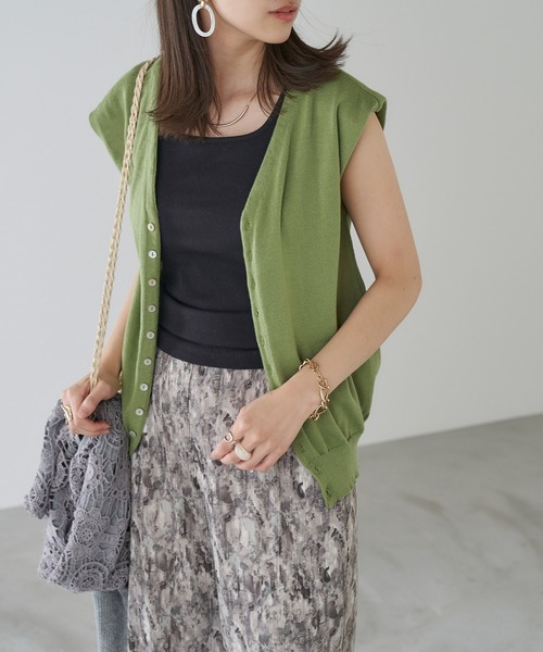 Chaco closet(チャコ クローゼット)の「3wayフレンチスリーブサマーニット ニットベスト カーディガン(カーディガン/ボレロ・レディース・ブラック/ベージュ/パープル/ブラウン/オフホワイト/オレンジ/ブルー/グリーン系その他・FREE)」の5枚目の写真