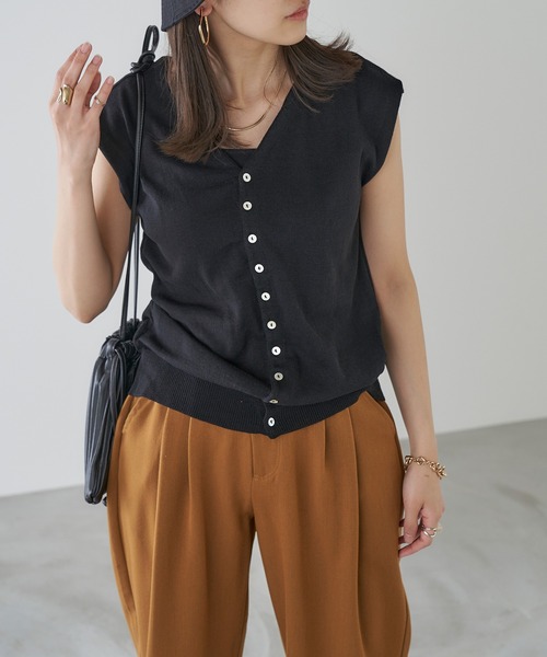 Chaco closet(チャコ クローゼット)の「3wayフレンチスリーブサマーニット ニットベスト カーディガン(カーディガン/ボレロ・レディース・ブラック/ベージュ/パープル/ブラウン/オフホワイト/オレンジ/ブルー/グリーン系その他・FREE)」の13枚目の写真