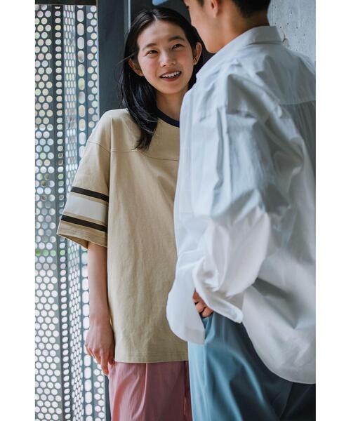 green label relaxing（グリーンレーベルリラクシング）の「【 WEB限定 】[ GLR/ -or ] フットボール ワイド Tシャツ ユニセックス 男女兼用（Tシャツ/カットソー・メンズ・ホワイト/ベージュ/ロイヤルブルー・M/L）」の4枚目の写真