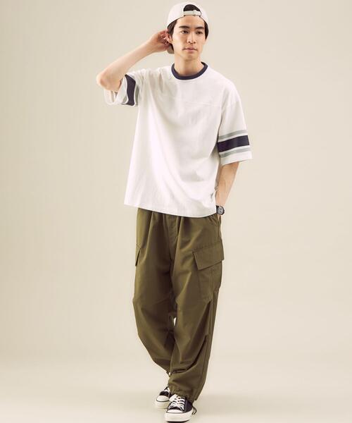 green label relaxing（グリーンレーベルリラクシング）の「【 WEB限定 】[ GLR/ -or ] フットボール ワイド Tシャツ ユニセックス 男女兼用（Tシャツ/カットソー・メンズ・ホワイト/ベージュ/ロイヤルブルー・M/L）」の14枚目の写真