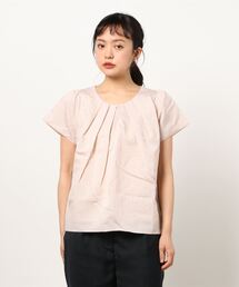 m.f.editorial | ＊エムエフエディトリアルレディース/m.f.editorial：Women ストライプ織り タック半袖プルオーバーブラウス(シャツ/ブラウス)