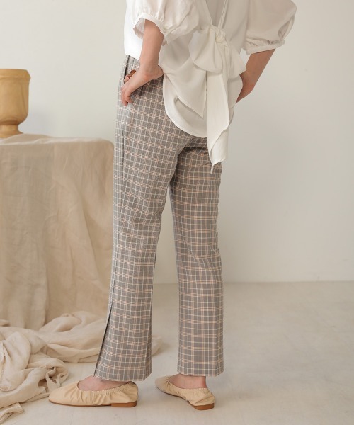 Bab(バブ)の「【WEB限定】フレアチェックパンツ(その他パンツ・レディース・クリーム/ブラック・38)」の4枚目の写真