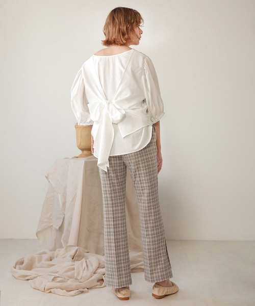 Bab(バブ)の「【WEB限定】フレアチェックパンツ(その他パンツ・レディース・クリーム/ブラック・38)」の5枚目の写真