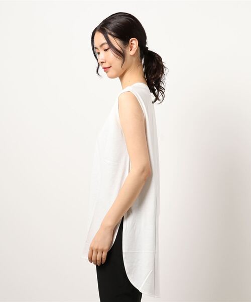 Three Four Time（ｽﾘｰﾌｫｰﾀｲﾑ）の「【吸水・速乾・汗シミ防止】ノースリーブロングプルオーバー（Tシャツ/カットソー・レディース・ブラック/アイボリー・FREE）」の4枚目の写真