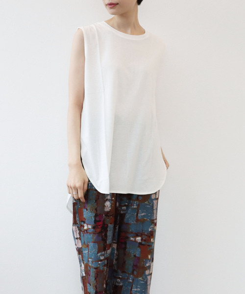 Three Four Time（ｽﾘｰﾌｫｰﾀｲﾑ）の「【吸水・速乾・汗シミ防止】ノースリーブロングプルオーバー（Tシャツ/カットソー・レディース・ブラック/アイボリー・FREE）」の7枚目の写真