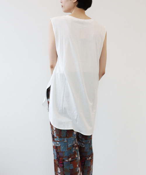 Three Four Time（ｽﾘｰﾌｫｰﾀｲﾑ）の「【吸水・速乾・汗シミ防止】ノースリーブロングプルオーバー（Tシャツ/カットソー・レディース・ブラック/アイボリー・FREE）」の8枚目の写真