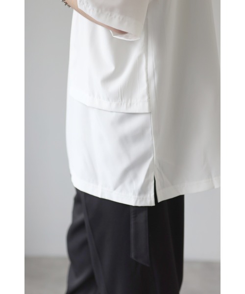 CREARE -LINO-（クレアーレリノ）の「ストームフラップ オーバーサイズ Tシャツ（Tシャツ/カットソー・メンズ・ホワイト/ベージュ/サックスブルー・M/L）」の4枚目の写真