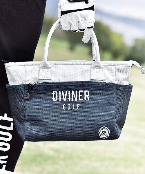DIVINER GOLF（ディバイナー ゴルフ）の「【DIVINER GOLF】ゴルフウェアブランドバイカラーロゴ刺繍カートバッグ（ゴルフグッズ・メンズ・ホワイト×ネイビー/ブルー系その他・FREE）」の2枚目の写真