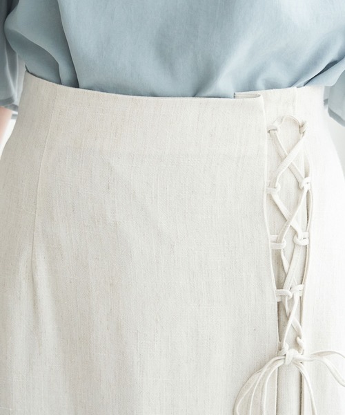 ROPE' PICNIC（ロペピクニック）の「リネン混レースアップフレアスカート（スカート・レディース・ブラック系その他/ベージュ/ライトグリーン・36/38/40）」の15枚目の写真