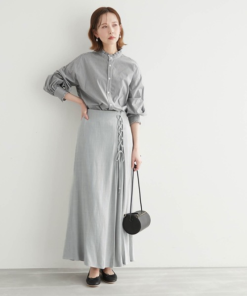 ROPE' PICNIC（ロペピクニック）の「リネン混レースアップフレアスカート（スカート・レディース・ブラック系その他/ベージュ/ライトグリーン・36/38/40）」の21枚目の写真