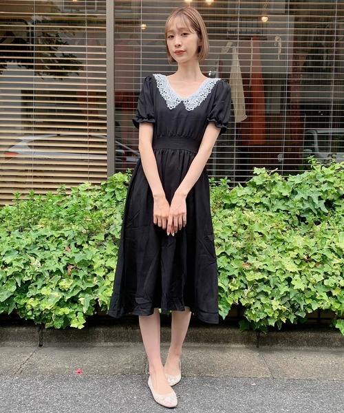 【titty&Co.PETIT】レースカラーミディワンピース