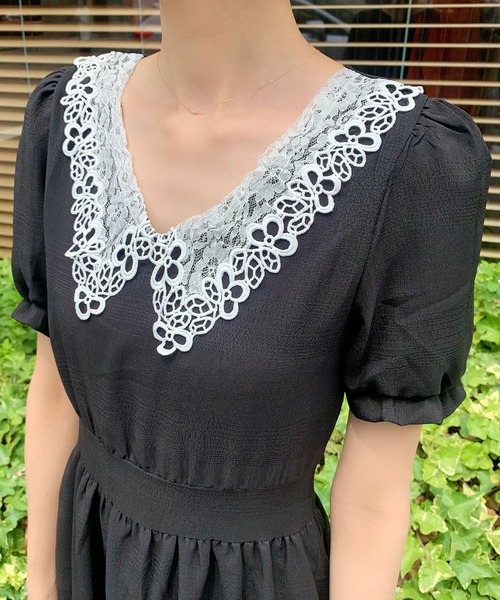 titty＆Co. PETIT（ティティアンドコープティ）の「【titty&Co.PETIT】レースカラーミディワンピース（ワンピース・レディース・ブラック・SMALL/MEDIUM）」の5枚目の写真