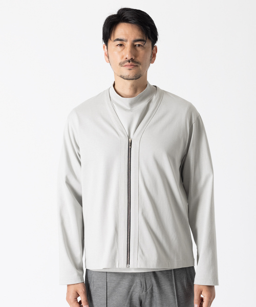 DESIGNWORKS（デザインワークス）の「【アンサンブル対応】C/Si プレーティング ZIPカーディガン（カーディガン/ボレロ・メンズ・ライトグレー・46/48/50）」の4枚目の写真