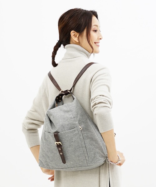 SAC(サック)の「杢調撥水素材2WAYリュック Happy&Sac(バックパック/リュック・レディース・ブラック/オレンジ/グレー/パープル・FREE)」の2枚目の写真