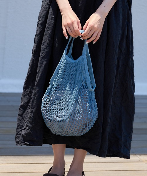 PUAL CE CIN（ピュアルセシン）の「巾着付き編みBAG（ハンドバッグ・レディース・ホワイト/ブラック/ナチュラル/ブルー・FREE）」の10枚目の写真