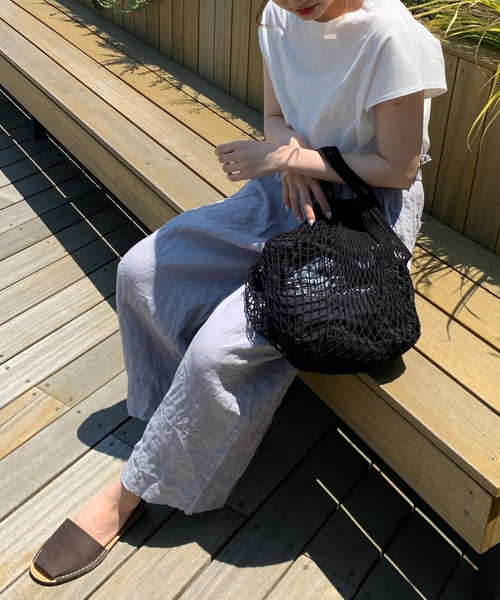 PUAL CE CIN（ピュアルセシン）の「巾着付き編みBAG（ハンドバッグ・レディース・ホワイト/ブラック/ナチュラル/ブルー・FREE）」の13枚目の写真