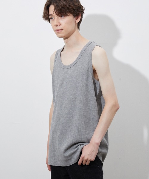 JUNRED（ジュンレッド）の「ワッフルタンクトップ（タンクトップ・メンズ・グレー/ホワイト・L/M）」の2枚目の写真
