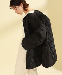 Ray BEAMS | Ray BEAMS / キルティング ノーカラー ブルゾン(ノーカラーコート)