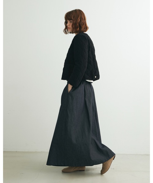 Traditional Weatherwear（トラディショナルウェザーウェア）の「ARKLEY/アークリー（ノーカラージャケット・レディース・ブラック×ブラック/ホワイト系その他・36/34）」の3枚目の写真