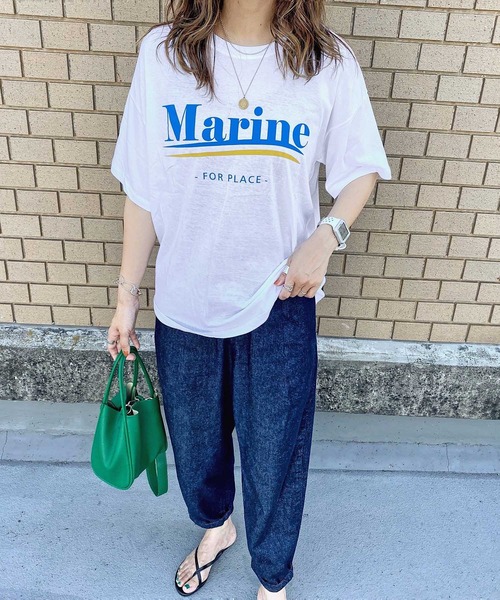 HWG_5(エイチダブルゴー)の「ロゴプリントTシャツ(Tシャツ/カットソー・レディース・ホワイト/ブラック/ブルー/レッド・FREE)」の2枚目の写真