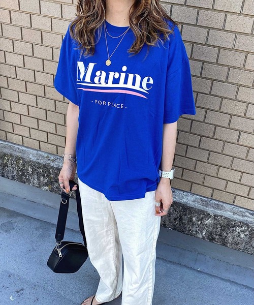 HWG_5(エイチダブルゴー)の「ロゴプリントTシャツ(Tシャツ/カットソー・レディース・ホワイト/ブラック/ブルー/レッド・FREE)」の3枚目の写真