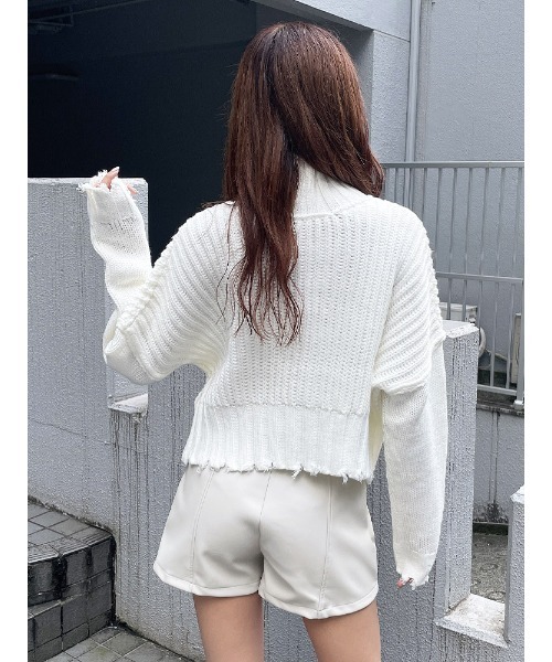 ENVYM（アンビー）の「クラッシュ２Ｗａｙニット（ニット/セーター・レディース・ホワイト/ブラック/モカ・FREE）」の11枚目の写真